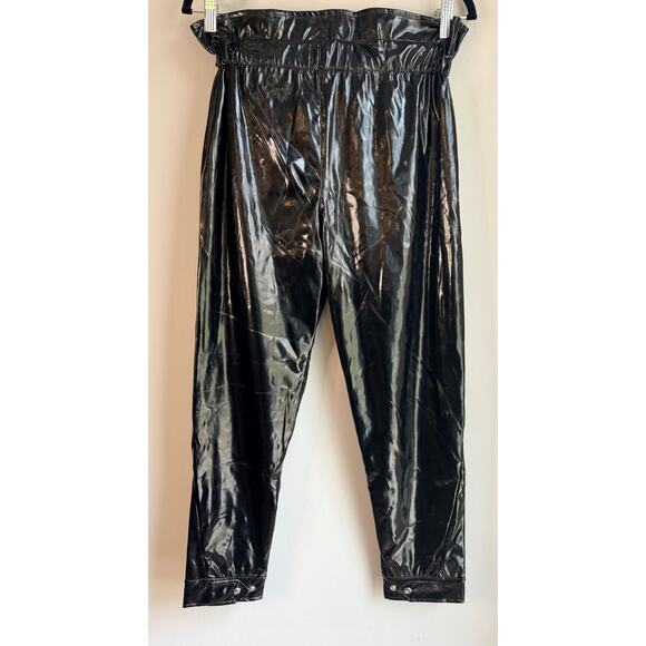 RTA Black Faux Leather Paperbag Pants Size S NWT – High Rise Cropped - Picture 3 of 5